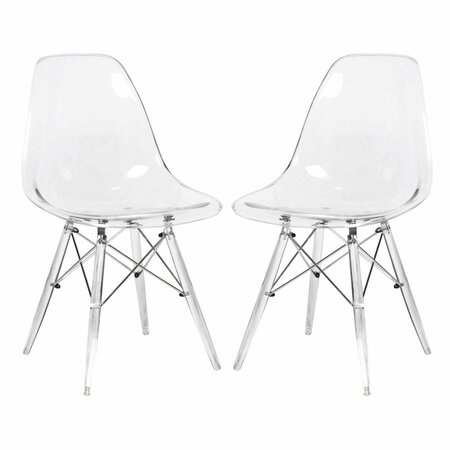 KD AMERICANA 32.40 in. Dover Molded Side Chair with Acrylic Base Clear - Set of 2 KD3042411